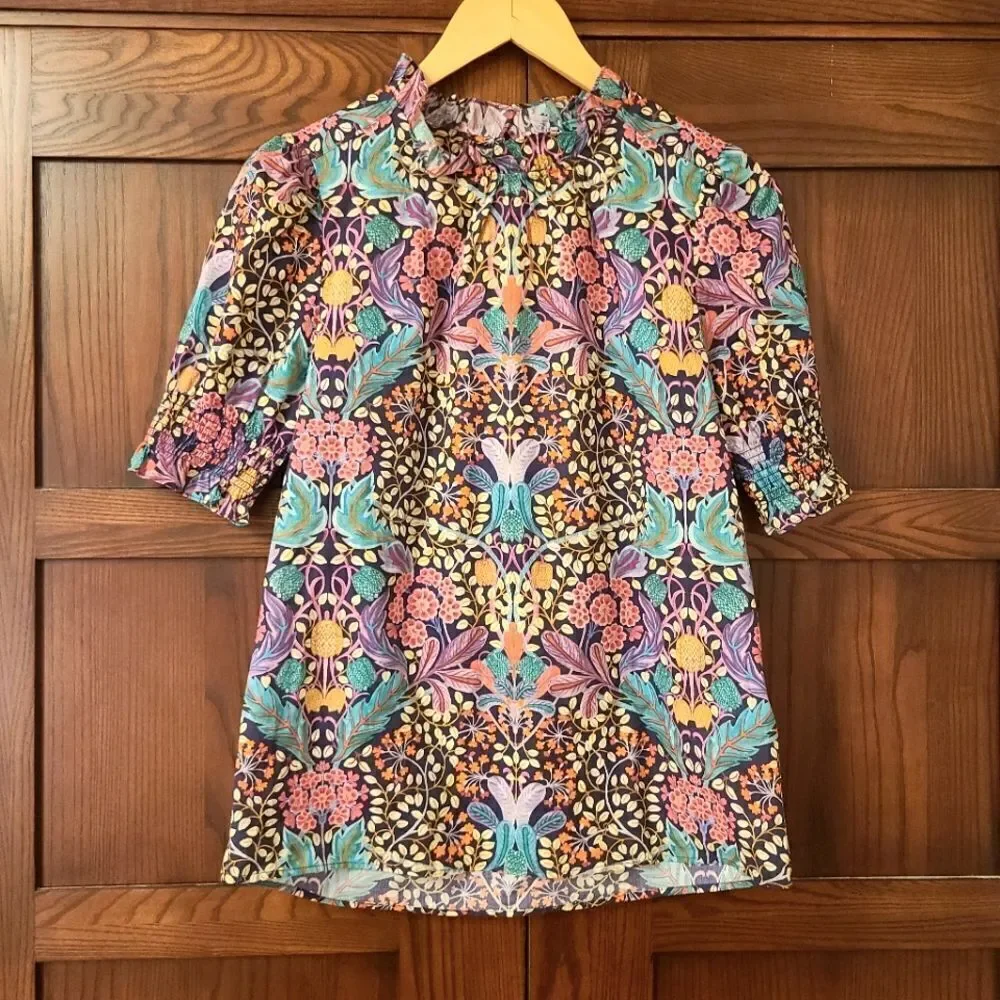 J. Crew Puff-sleeve top in Liberty Elm House Floral XXS
